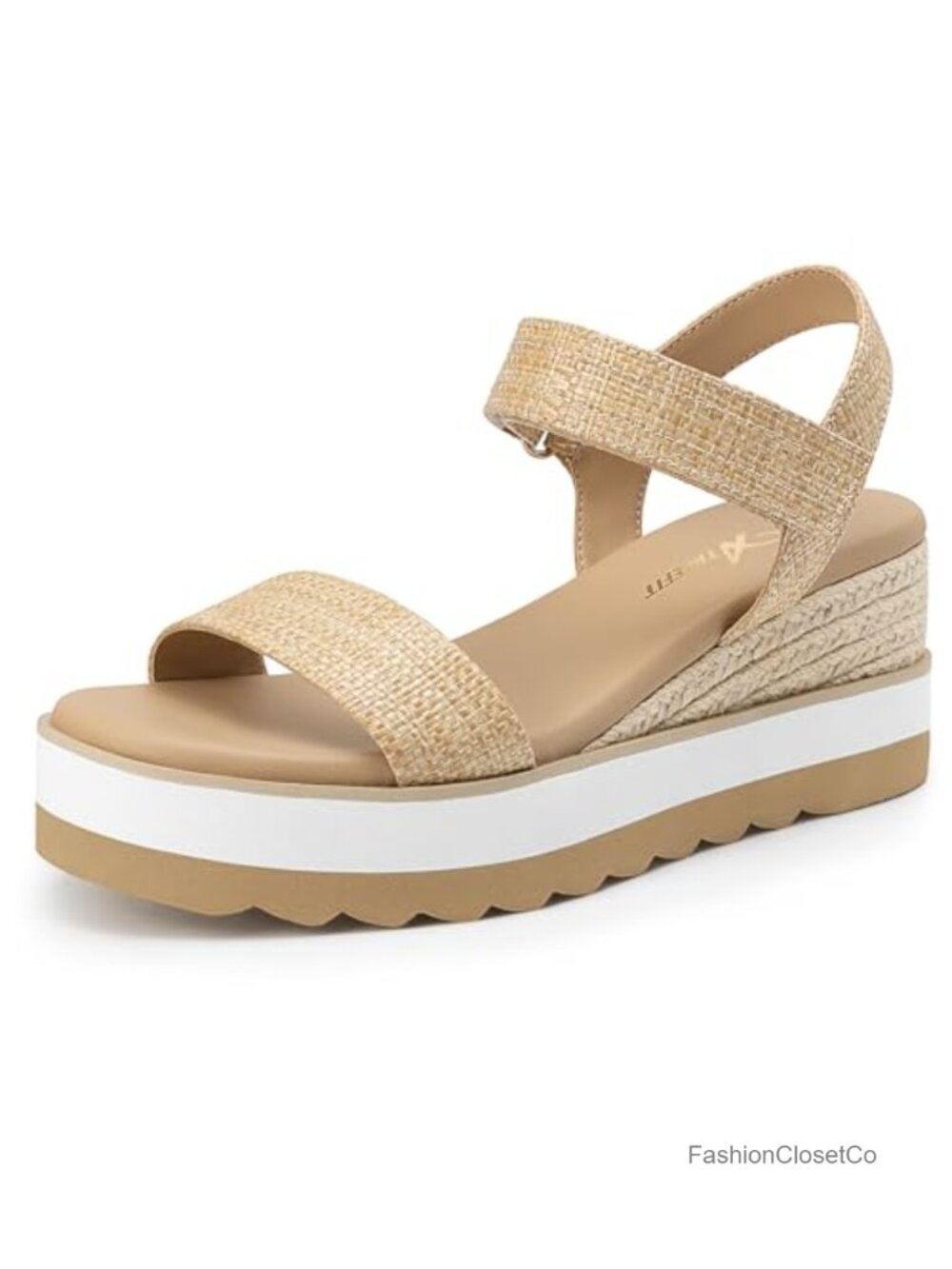 Espadrille Wedge Sandals, Open Toe Ankle Strap Low Wedge Heel Platform Sandals
